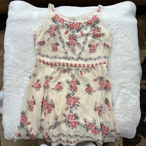 Floral Pink and White Asymmetrical Dress